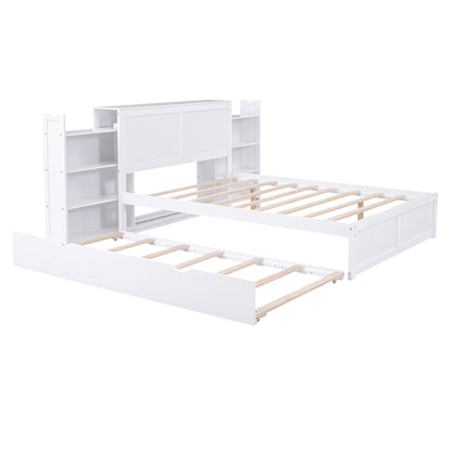 Full Storage Platform Bed with Trundle White