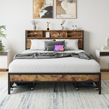 Modern Upholstered Platform Bed Gray