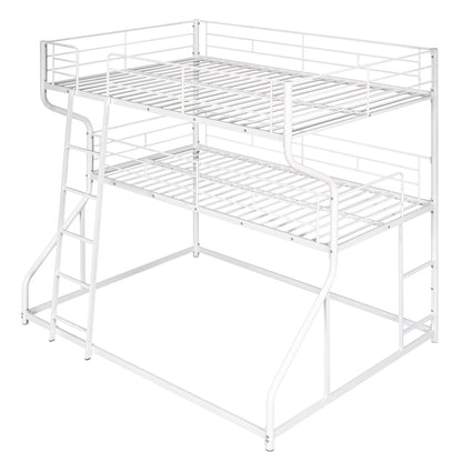 White Triple Bunk Bed – 3-Tier Space-Saving Metal Frame for Kids & Teens