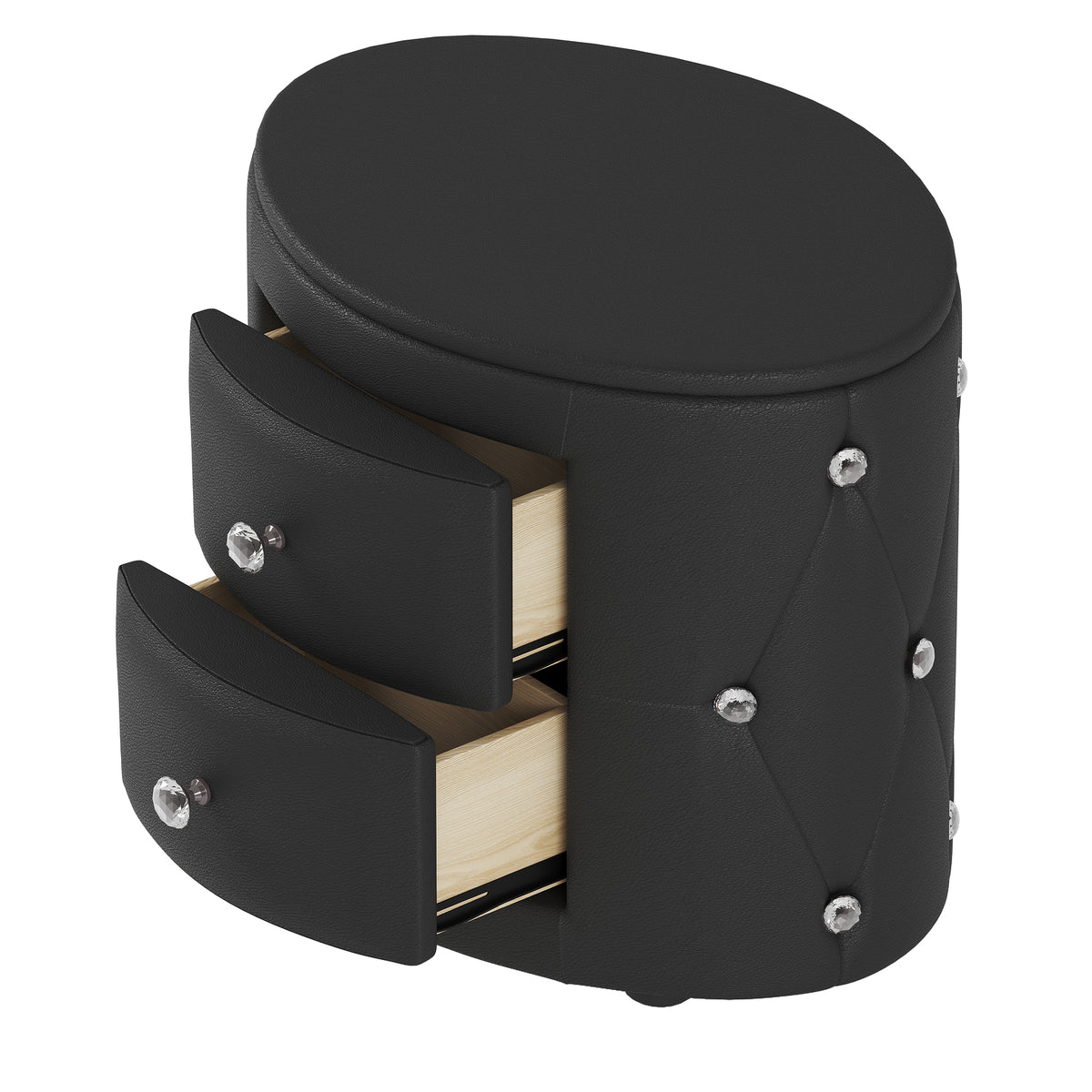 PU Nightstand with Drawers Black