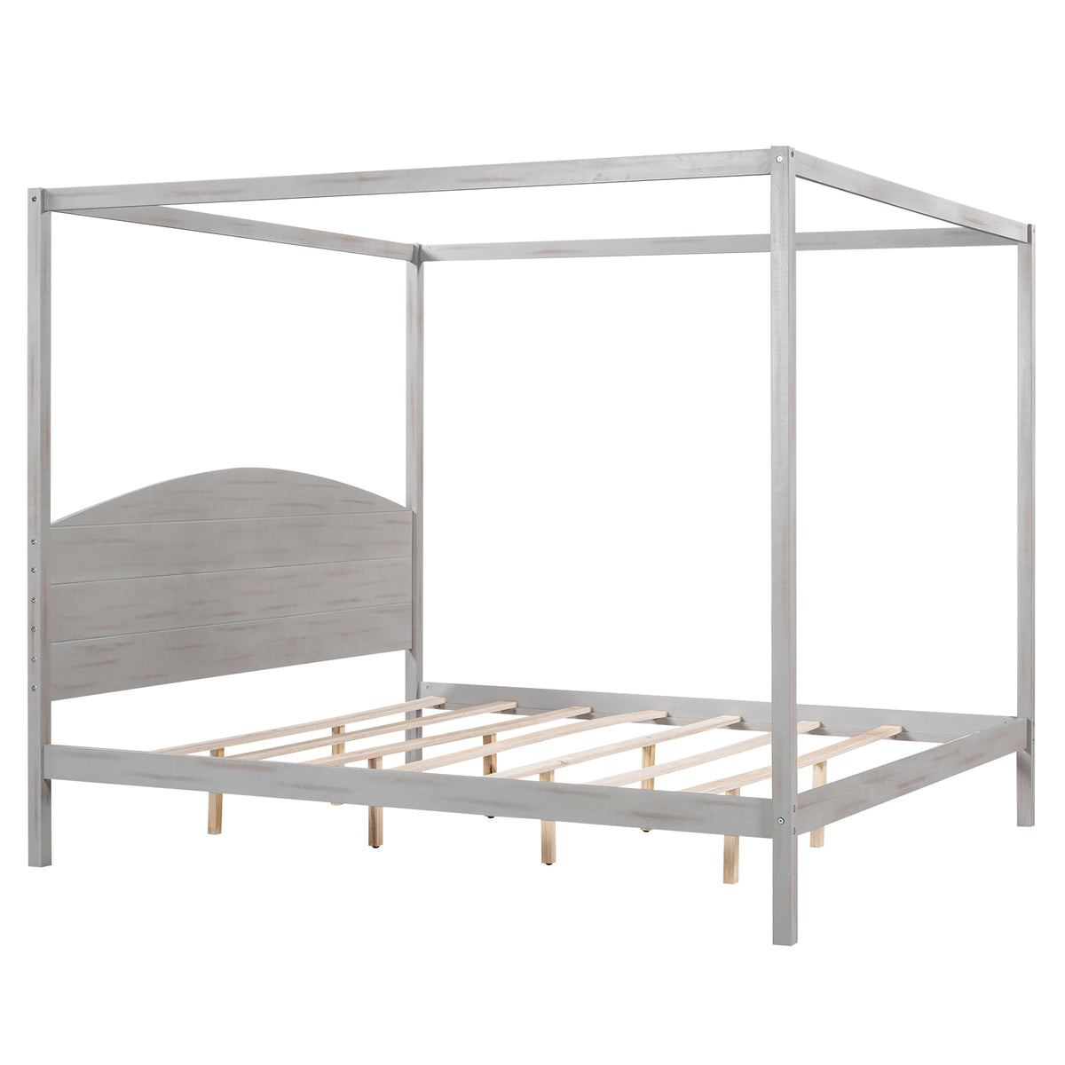King Canopy Bed Gray Wash