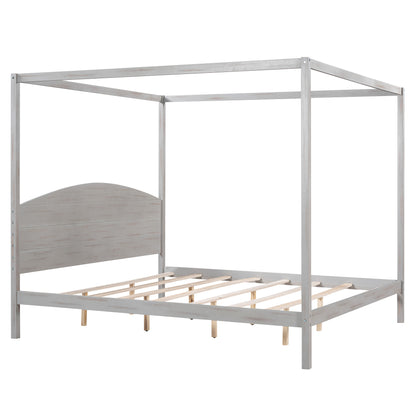 King Canopy Bed Gray Wash