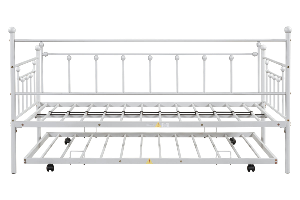 Metal Double Platform Bed Light Gray