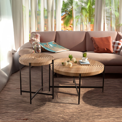 Modern Round Coffee Table – Maple Finish