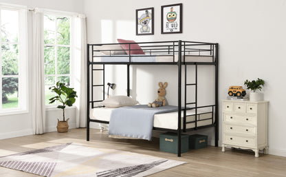 Full Metal Bunk Bed with Guardrails Black