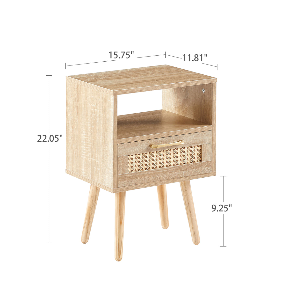 Rattan End Table with Drawer Natural Finish
