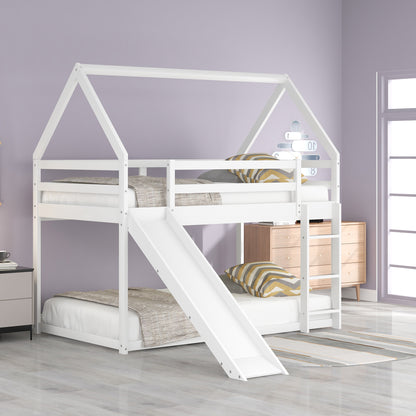 Twin House Bed with Slide White