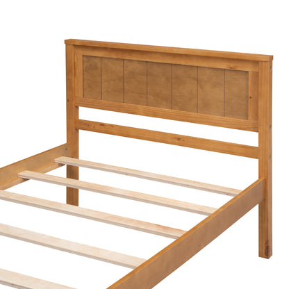 Twin Platform Bed with Headboard Oak