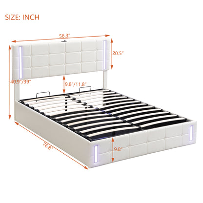 Full Hydraulic Storage Bed – White Finish