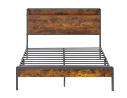 Upholstered Bed Frame with USB Charging Station