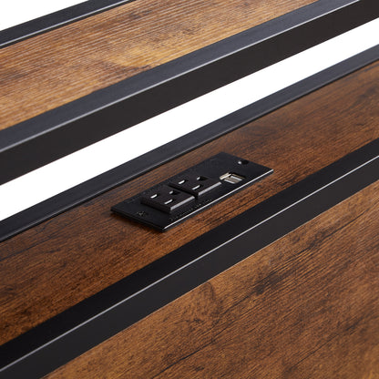 LED Platform Bed Wood Finish