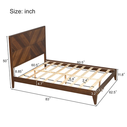 Mid-Century Platform Bed Walnut Queen
