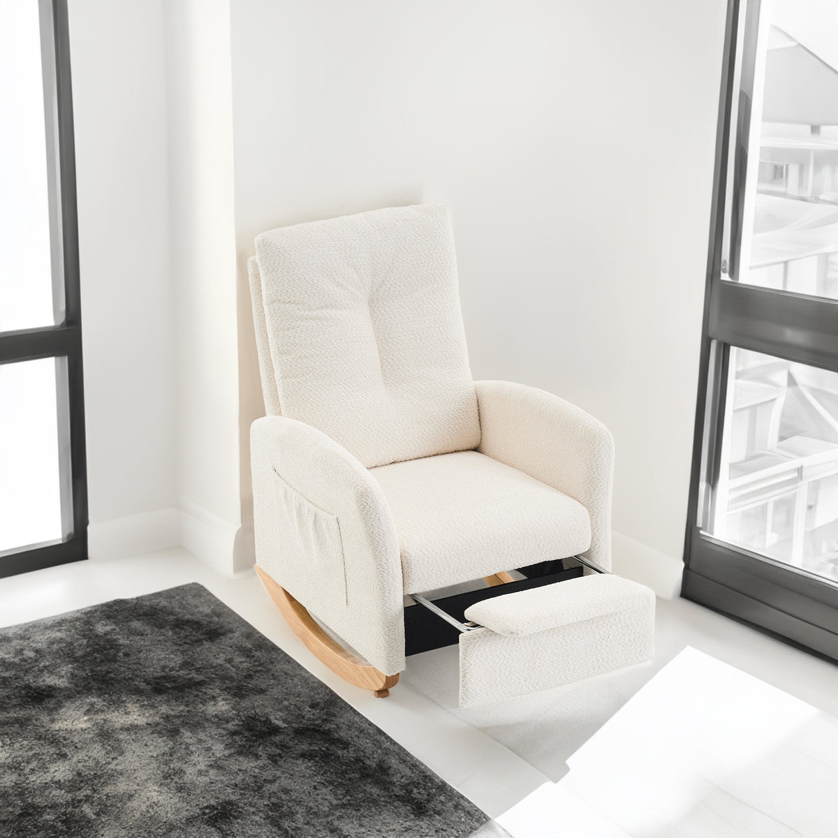 Rocking Accent Chair with Rubber Wood Frame