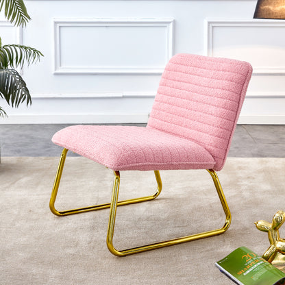 Blush Fabric Accent Chair – Gold Legs