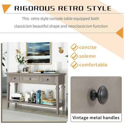 Gray Wood Console Table with Drawers