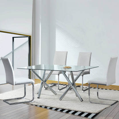Modern Glass Dining Table – 71" Rectangular Table for 6-8 People