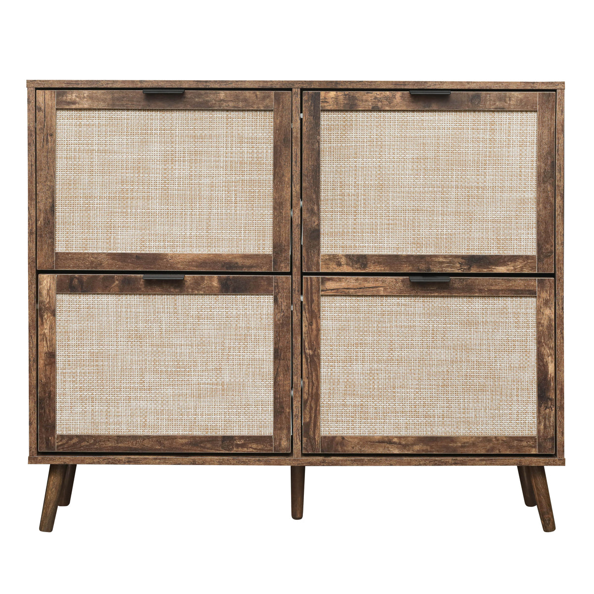 4-Door Freestanding Shoe Cabinet with Storage Shelves