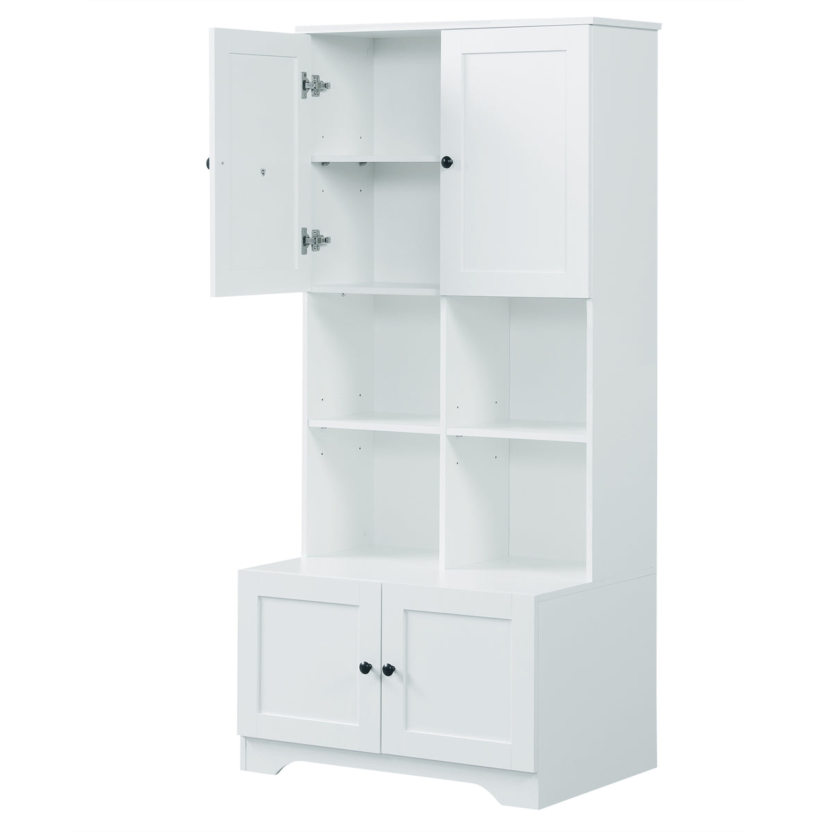 4-Door Bathroom Storage Cabinet White Finish