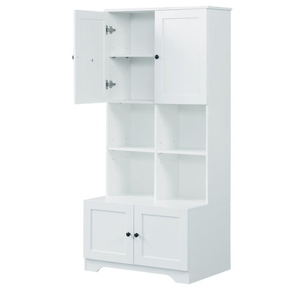 4-Door Bathroom Storage Cabinet White Finish
