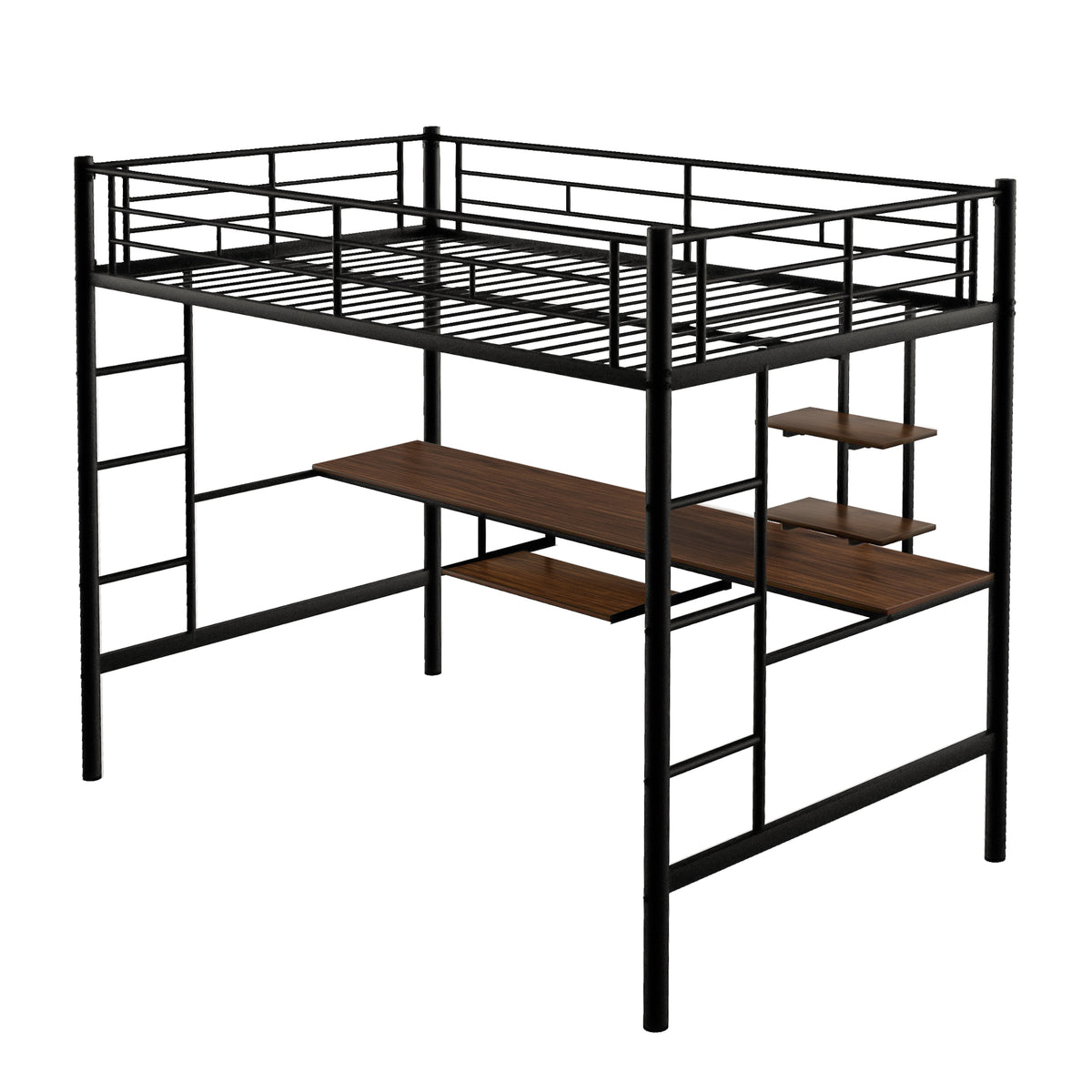 Loft Bed with Desk and Shelf Black