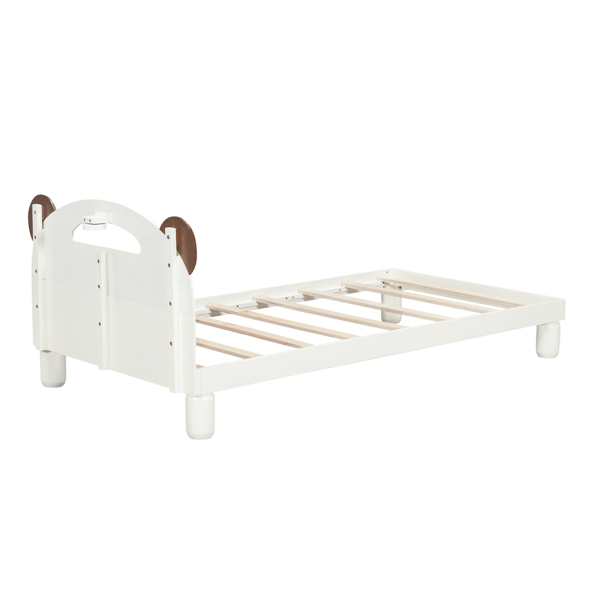 Twin Platform Bed with LED Headboard White