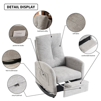 Accent Rocking Chair with Footrest Beige