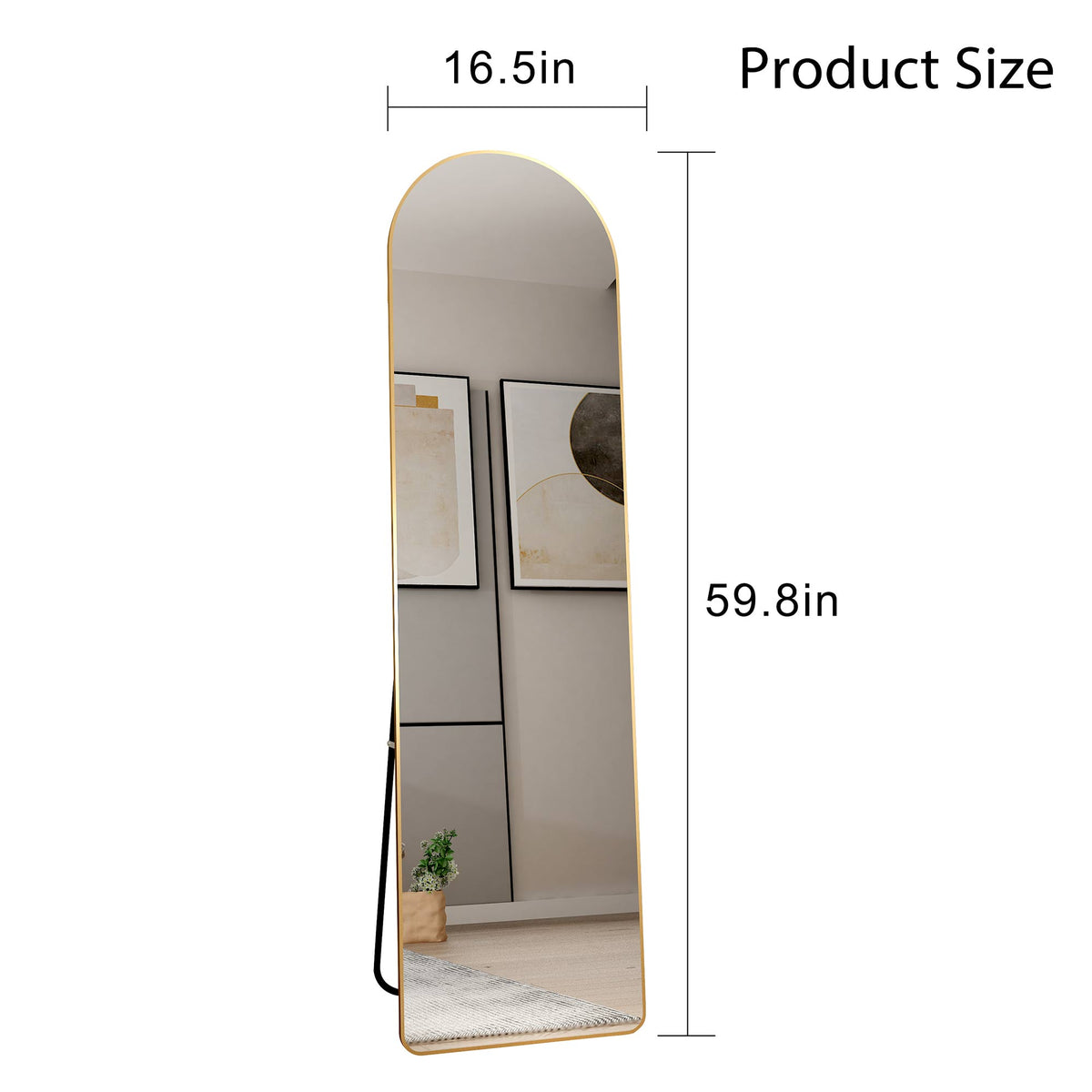 Full-Length Aluminum Alloy Wall Mirror Arched Frame