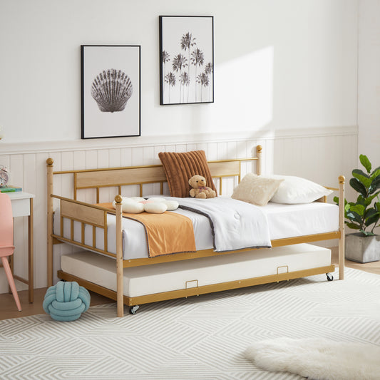 Upholstered Twin Daybed with Metal Frame Gray
