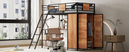 Twin Loft Bed with Desk Black