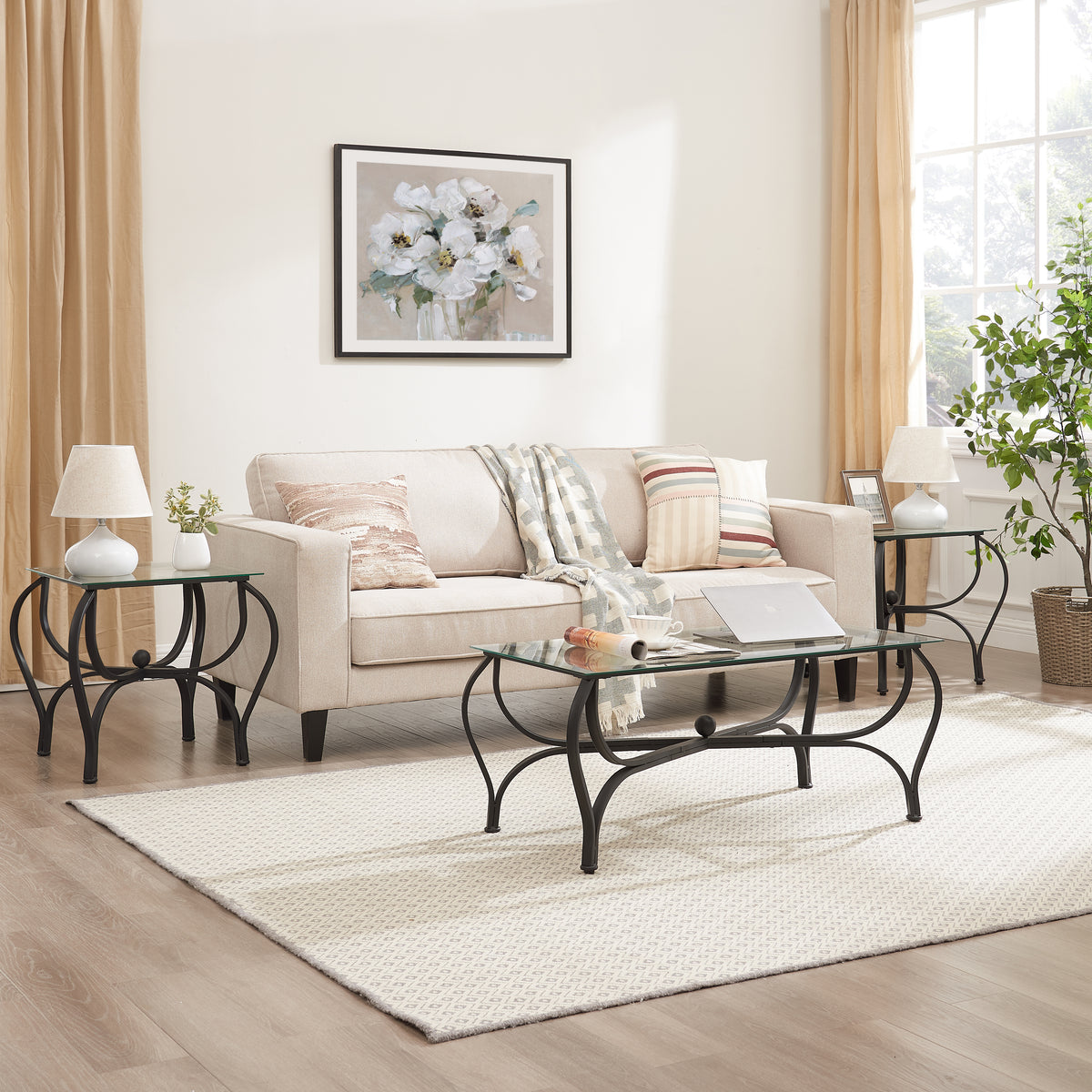3-Piece Glass Coffee Table Set