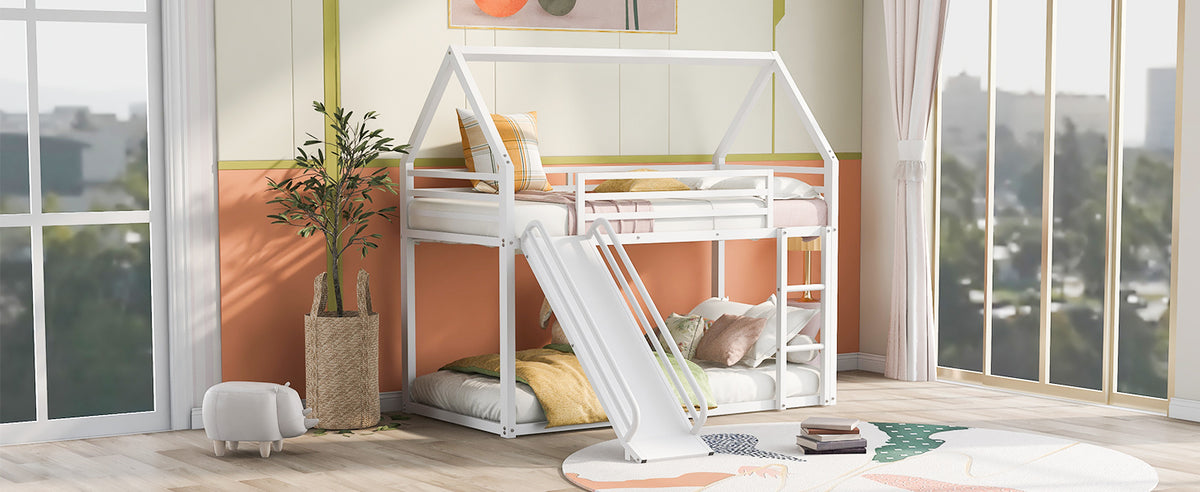Twin House Bunk Bed White