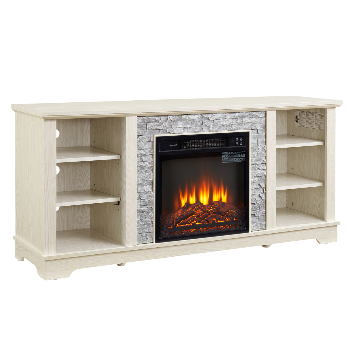 60-Inch Electric Fireplace Media Console White