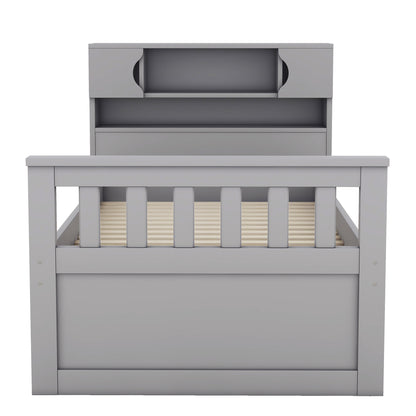 Twin Captain Platform Bed Gray