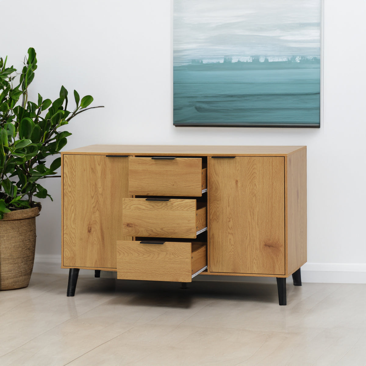 Side Panel Buffet Cabinet with Storage and Double Doors