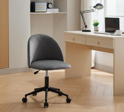 Velvet Swivel Office Chair – Black Legs