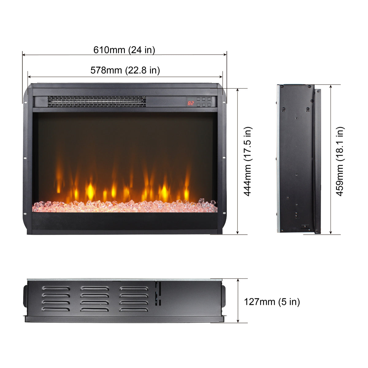 60-Inch Electric Fireplace Media Console Barnwood Finish
