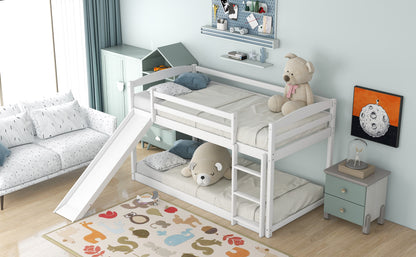 Twin Over Twin Bunk Bed with Slide White