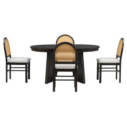 Retro Dining Set (5 pcs) – Espresso Finish