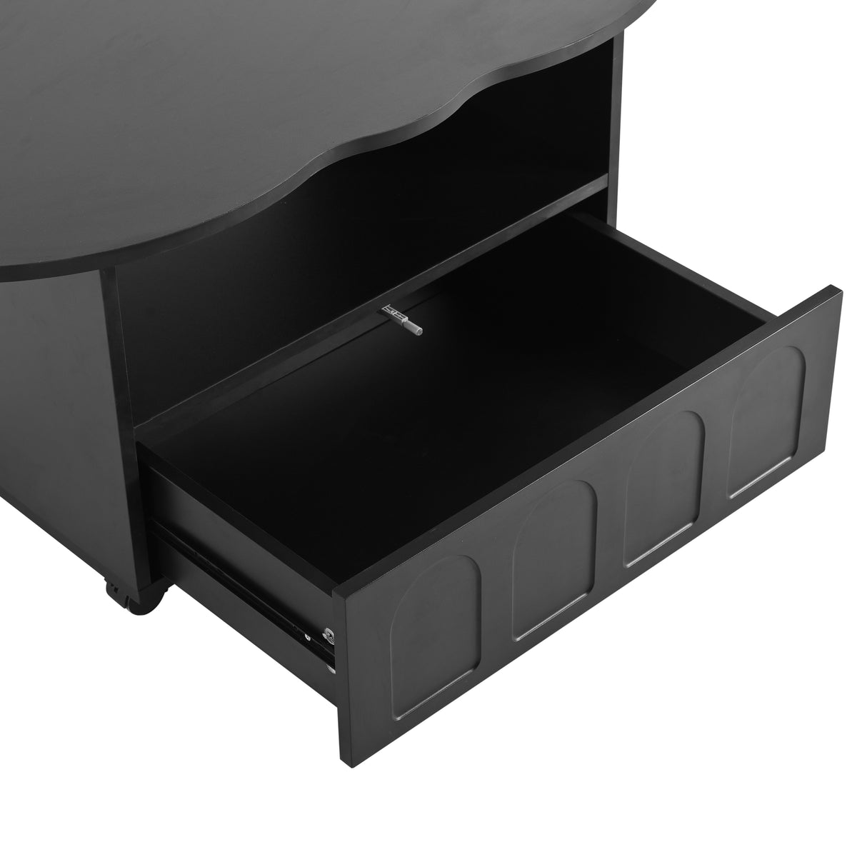 Cream Coffee Table with Storage Drawers – Black