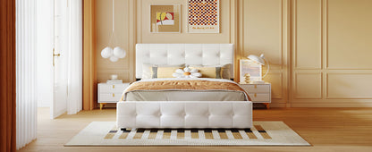 Upholstered Platform Bed Queen Linen