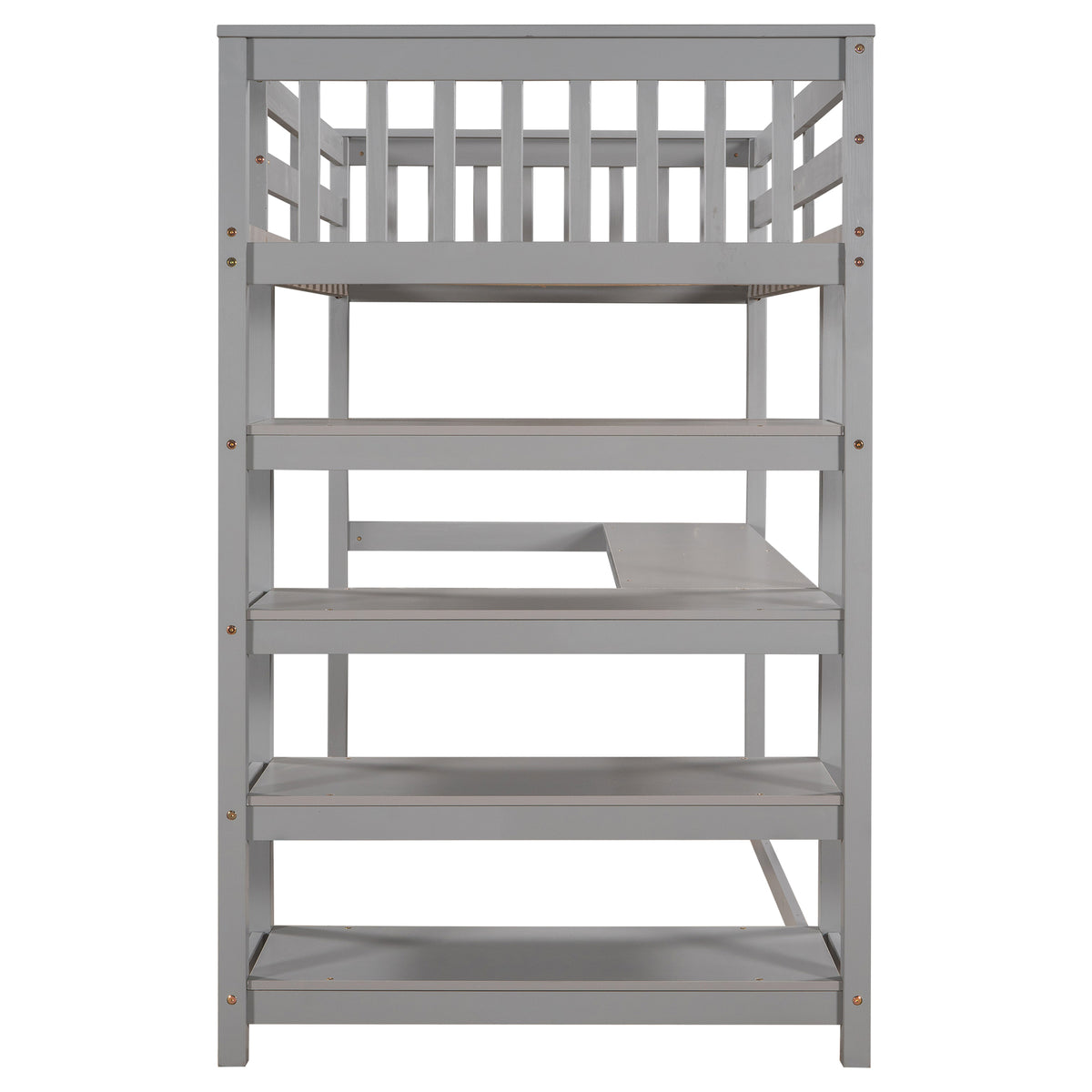 Twin Loft Bed with Storage Gray