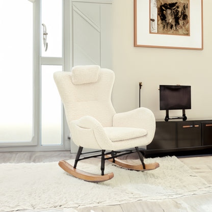 Modern Rocking Chair – Rubber Legs & Chenille Fabric