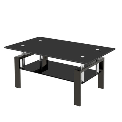 Black Glass Coffee Table – 2 Layer
