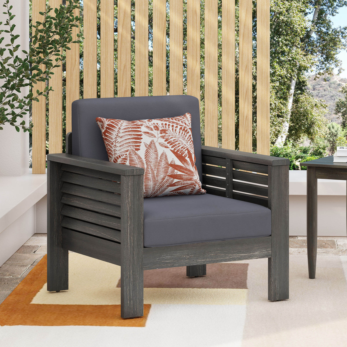 Outdoor Acacia Club Chairs (2 pcs) – Dark Gray