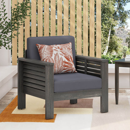 Outdoor Acacia Club Chairs (2 pcs) – Dark Gray