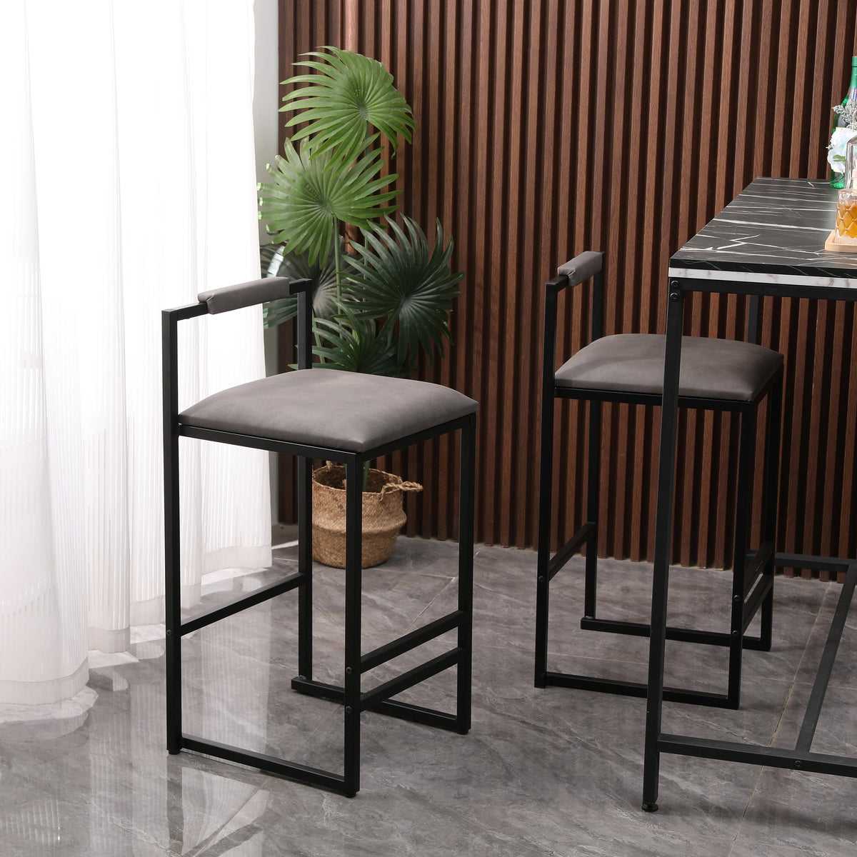 Gray Counter Barstool Set (2 pcs)