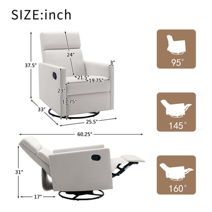 Beige Modern Upholstered Rocker Recliner Chair