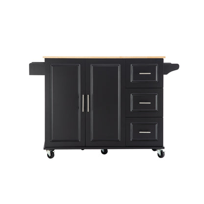 Extendable Kitchen Island with Rubber Wood Top