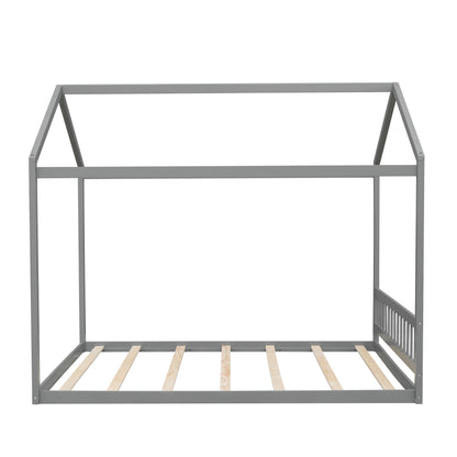 Wooden Queen Bed with Headboard Gray