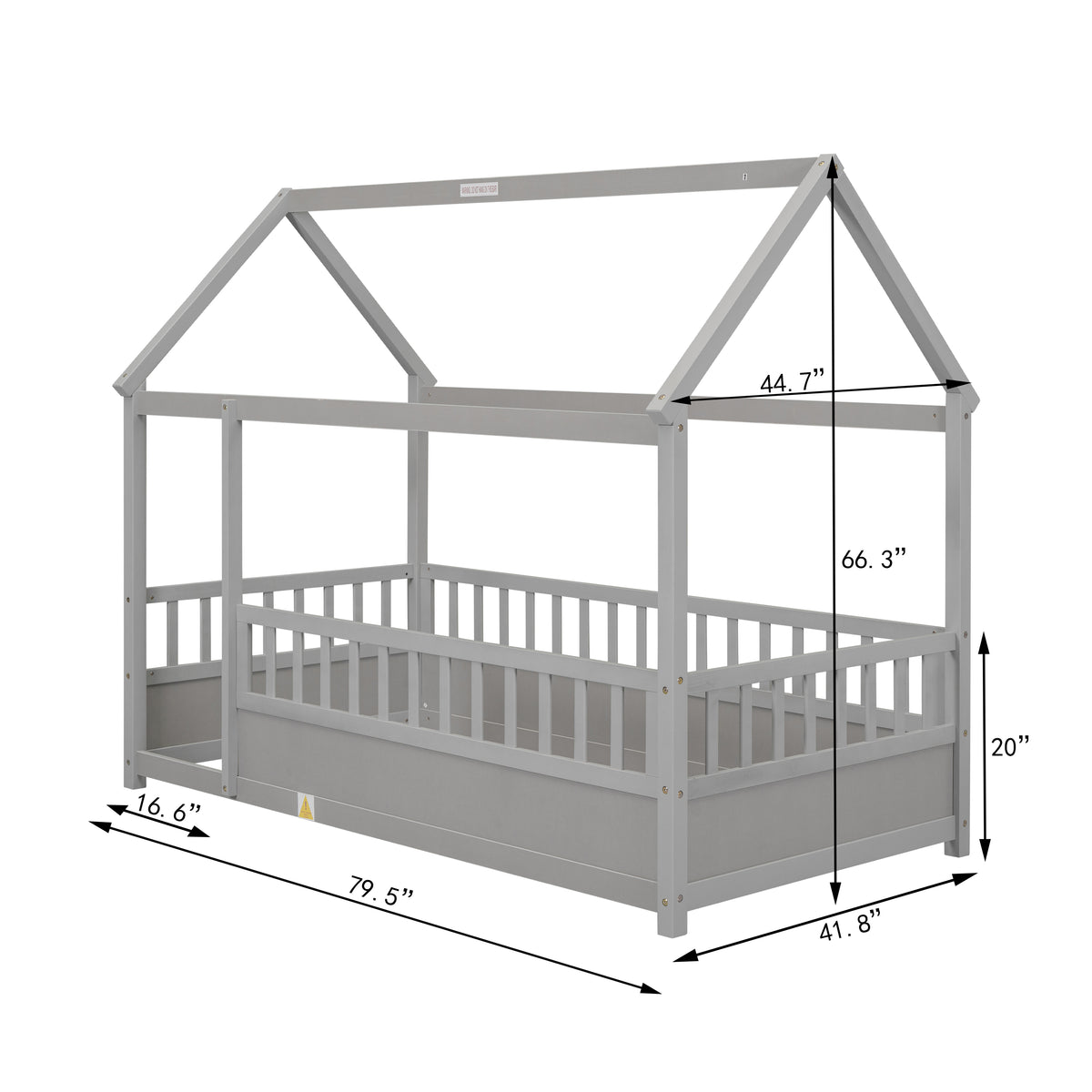Twin Floor Bed Grey